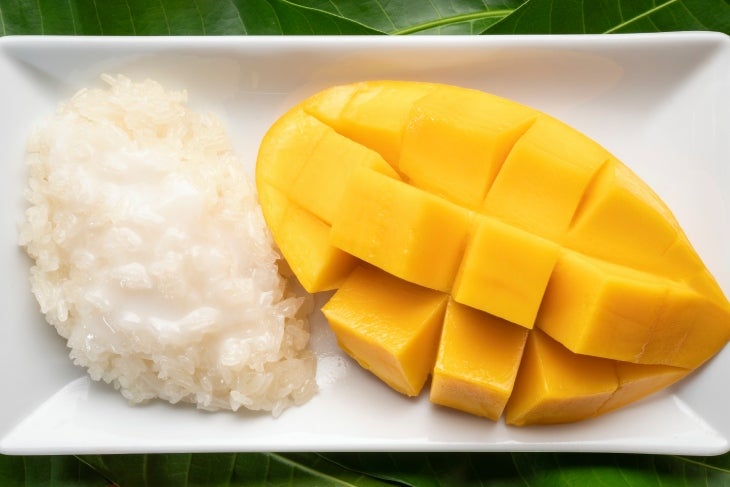 Arroz con coco, caribe en los sabores de Colombia. Arroz con coco y mango.