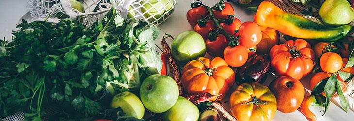 Mujer desempaca tomates, calabazas, coliflor, pimentón, hojas verdes, entre otras verduras